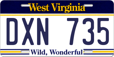 WV license plate DXN735