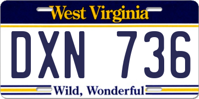 WV license plate DXN736