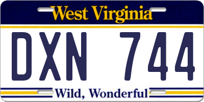WV license plate DXN744