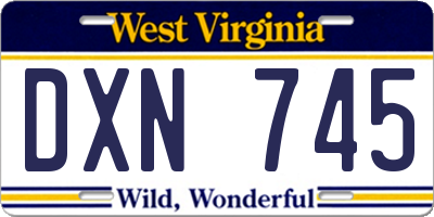 WV license plate DXN745