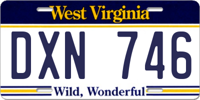 WV license plate DXN746