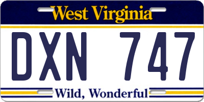 WV license plate DXN747