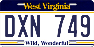 WV license plate DXN749