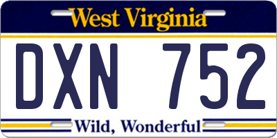 WV license plate DXN752