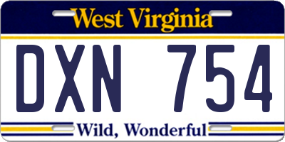 WV license plate DXN754