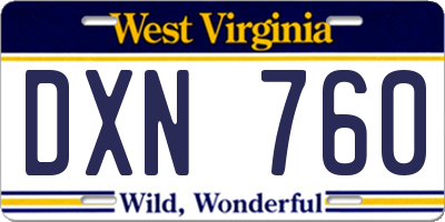 WV license plate DXN760