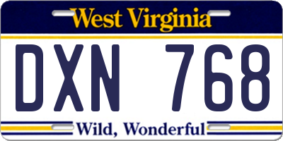 WV license plate DXN768