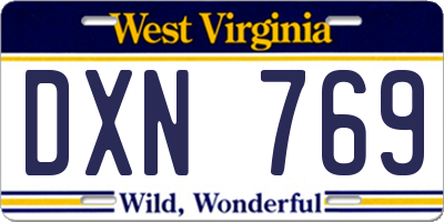 WV license plate DXN769