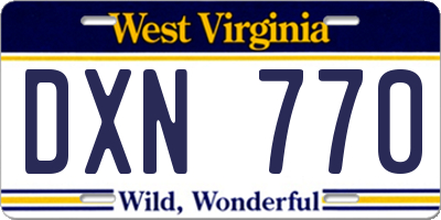 WV license plate DXN770