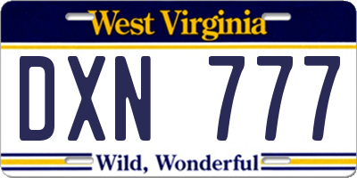WV license plate DXN777
