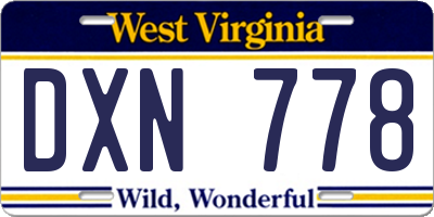 WV license plate DXN778