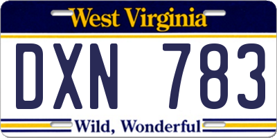 WV license plate DXN783