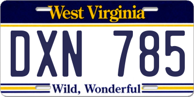 WV license plate DXN785