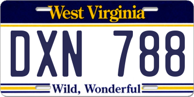 WV license plate DXN788