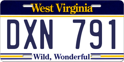 WV license plate DXN791
