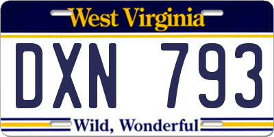 WV license plate DXN793