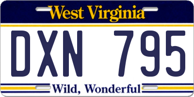 WV license plate DXN795