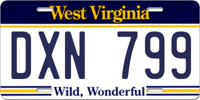 WV license plate DXN799