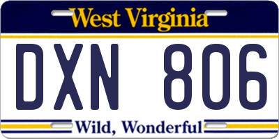 WV license plate DXN806
