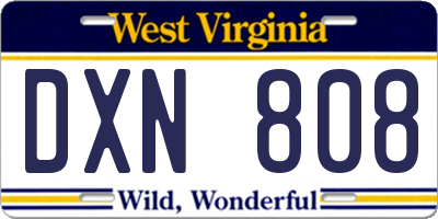 WV license plate DXN808