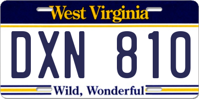 WV license plate DXN810