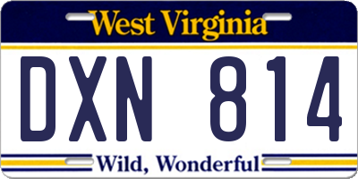 WV license plate DXN814