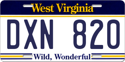 WV license plate DXN820