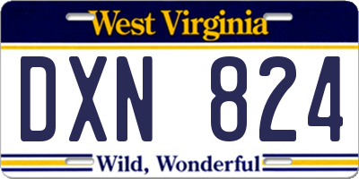 WV license plate DXN824