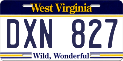 WV license plate DXN827