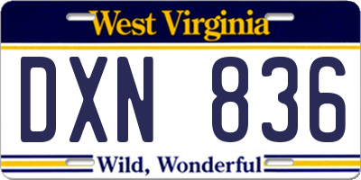 WV license plate DXN836