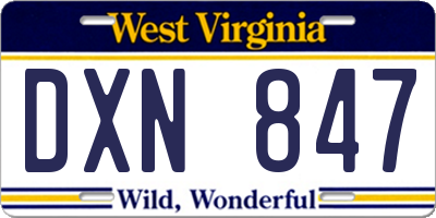 WV license plate DXN847