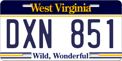 WV license plate DXN851