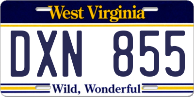 WV license plate DXN855