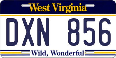 WV license plate DXN856