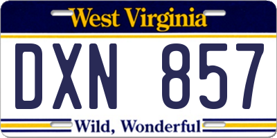 WV license plate DXN857