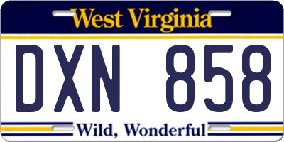 WV license plate DXN858