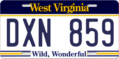 WV license plate DXN859