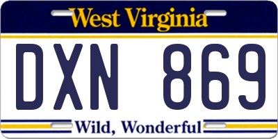 WV license plate DXN869