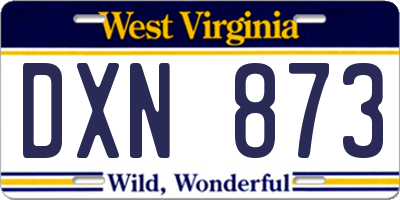 WV license plate DXN873