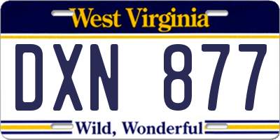 WV license plate DXN877