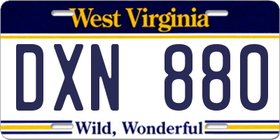 WV license plate DXN880