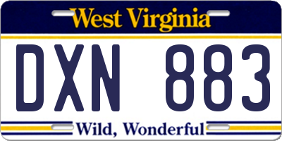 WV license plate DXN883