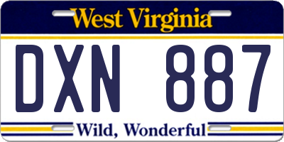WV license plate DXN887