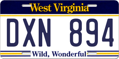 WV license plate DXN894