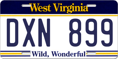 WV license plate DXN899