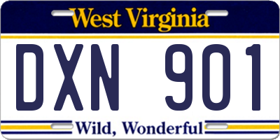 WV license plate DXN901