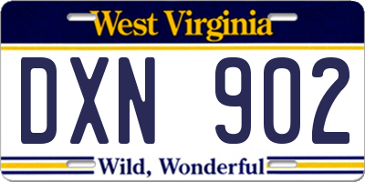 WV license plate DXN902