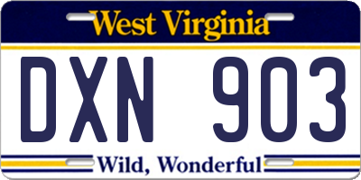 WV license plate DXN903