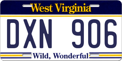 WV license plate DXN906