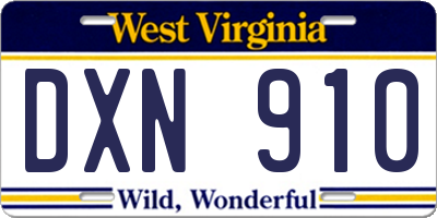 WV license plate DXN910